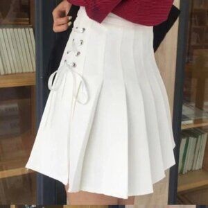 Pleated Lace Up Skirt With Built